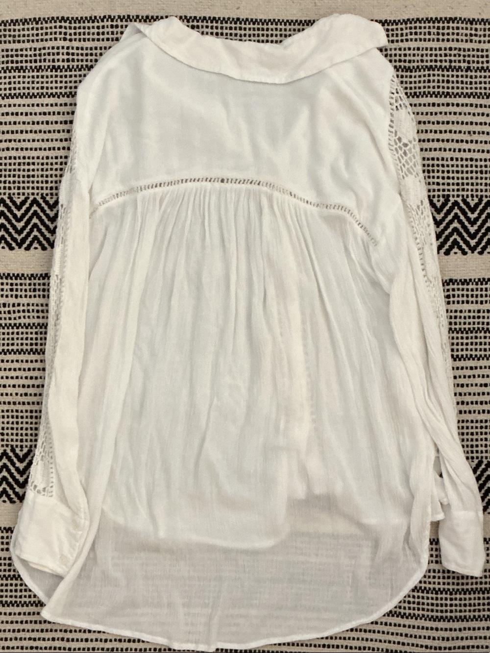Free People Katie bird White Crochet-Detail Button Down Shirt - Picture 8 of 10
